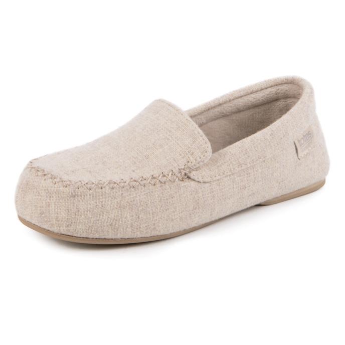 Isotoner® Ladies Textured Moccasin Slipper Light Brown Extra Image 2